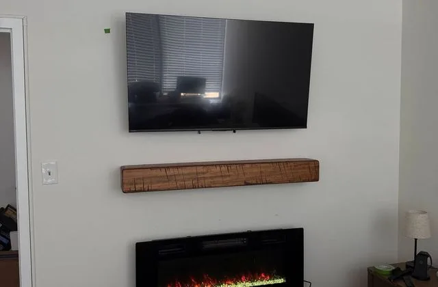 TV mounted flush on the wall with cables hidden