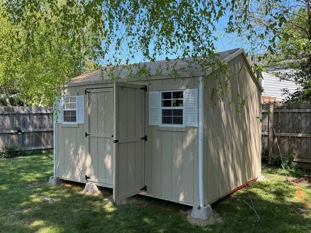 Wood shed assembled on custom base — Hoffman Estates, IL